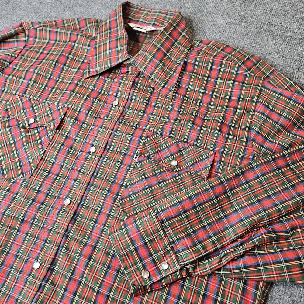 Vintage Levi's Men's Western Pearlsnap Longsleeve Shirt Ski Levi's Size XL Plaid